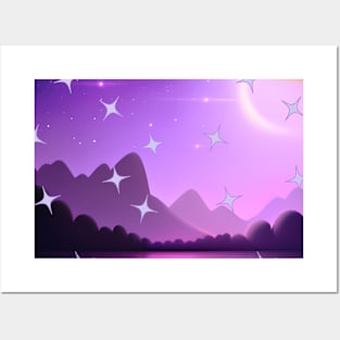 Night Starry Sky Scene Posters and Art